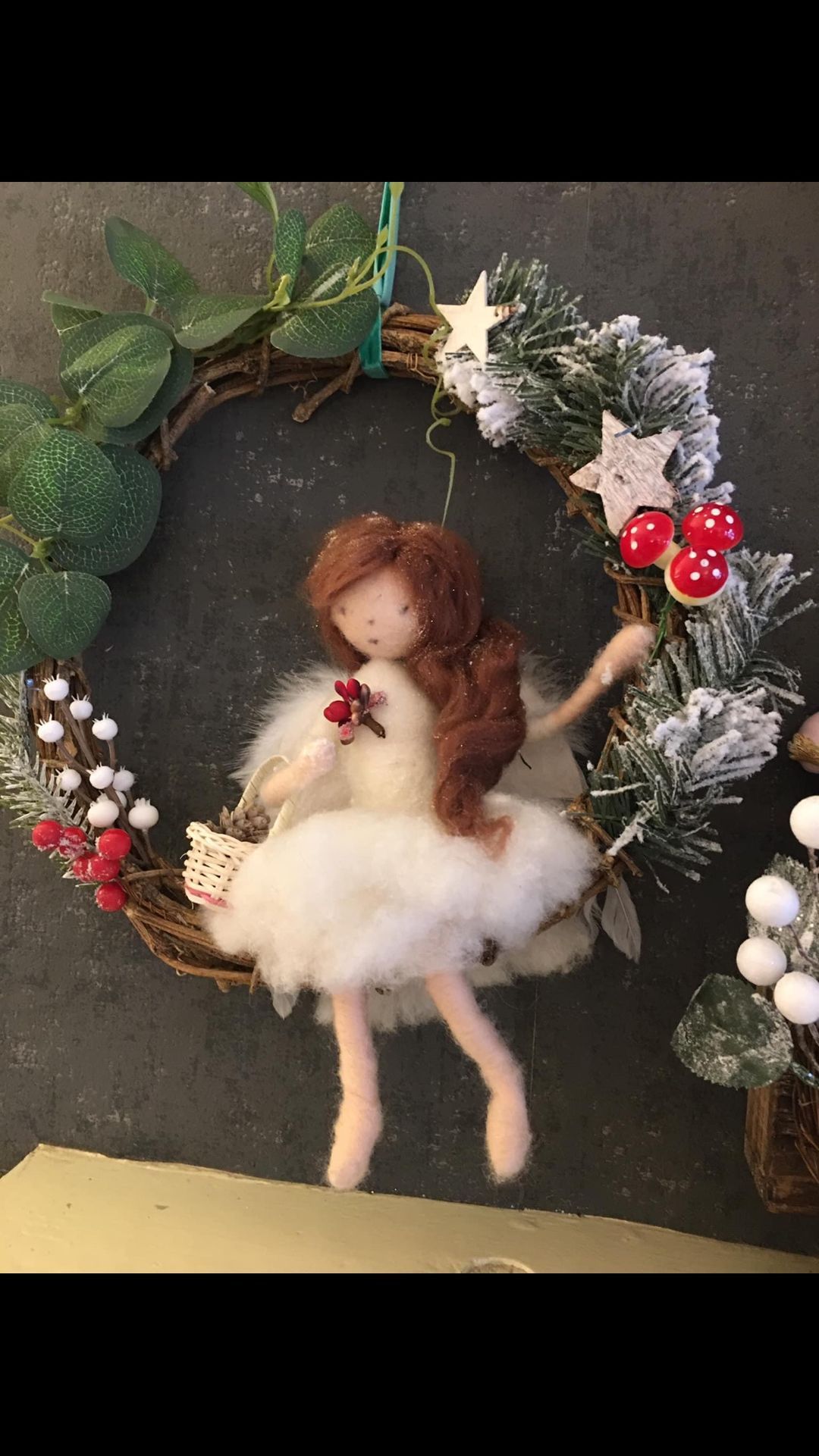 Needlefelted Christmas Fairy Wreath