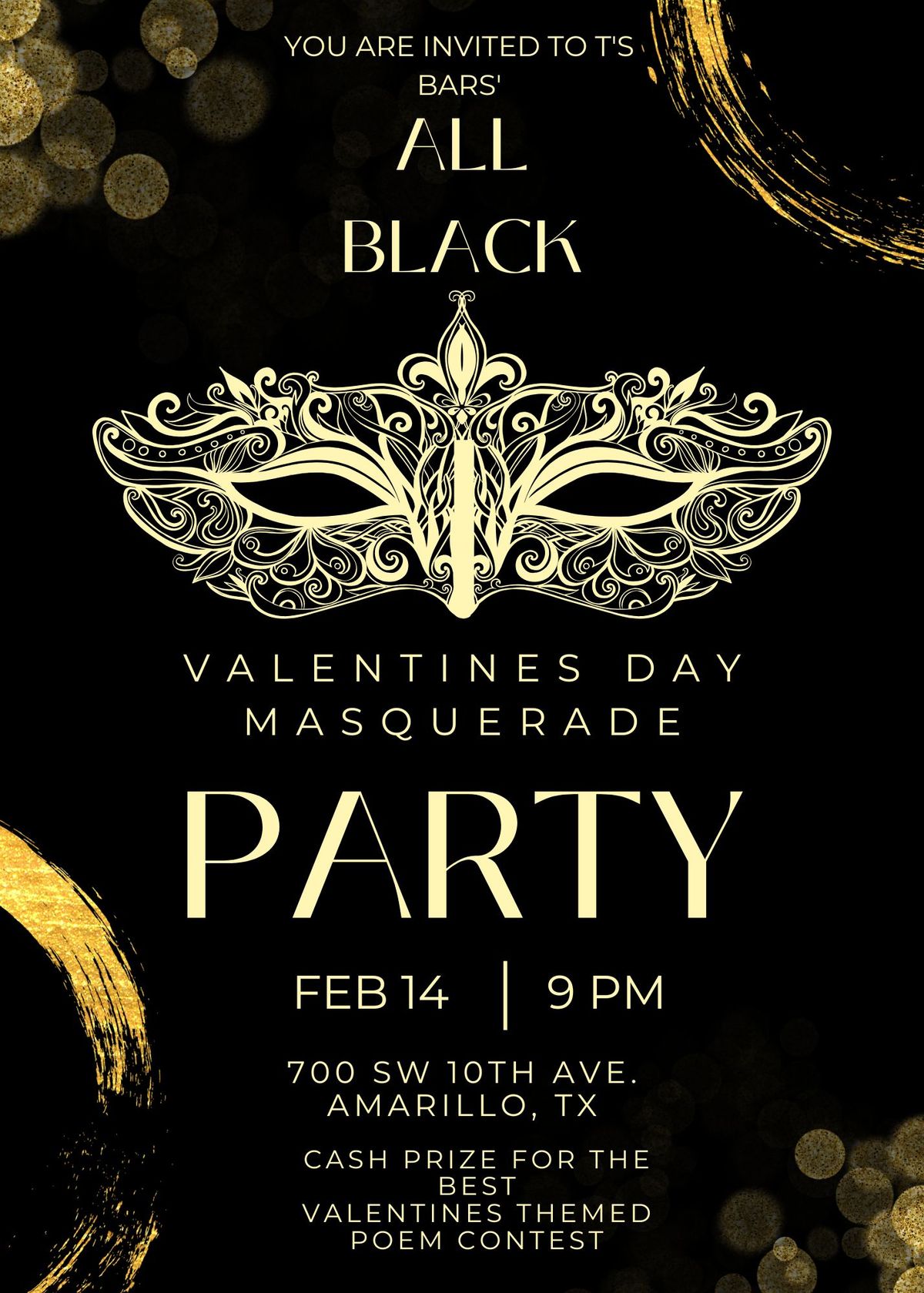 ALL BLACK MASQUERADE VALENTINES DAY PARTY