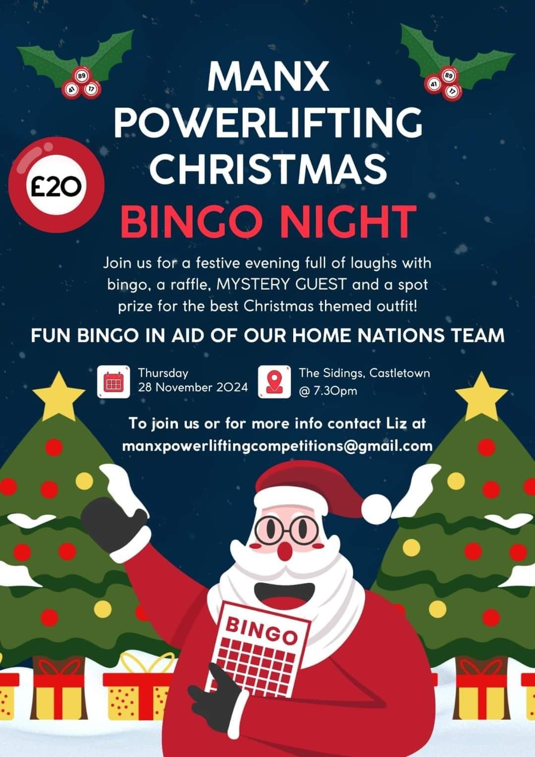 Manx Powerlifting Chrimbo Bingo night