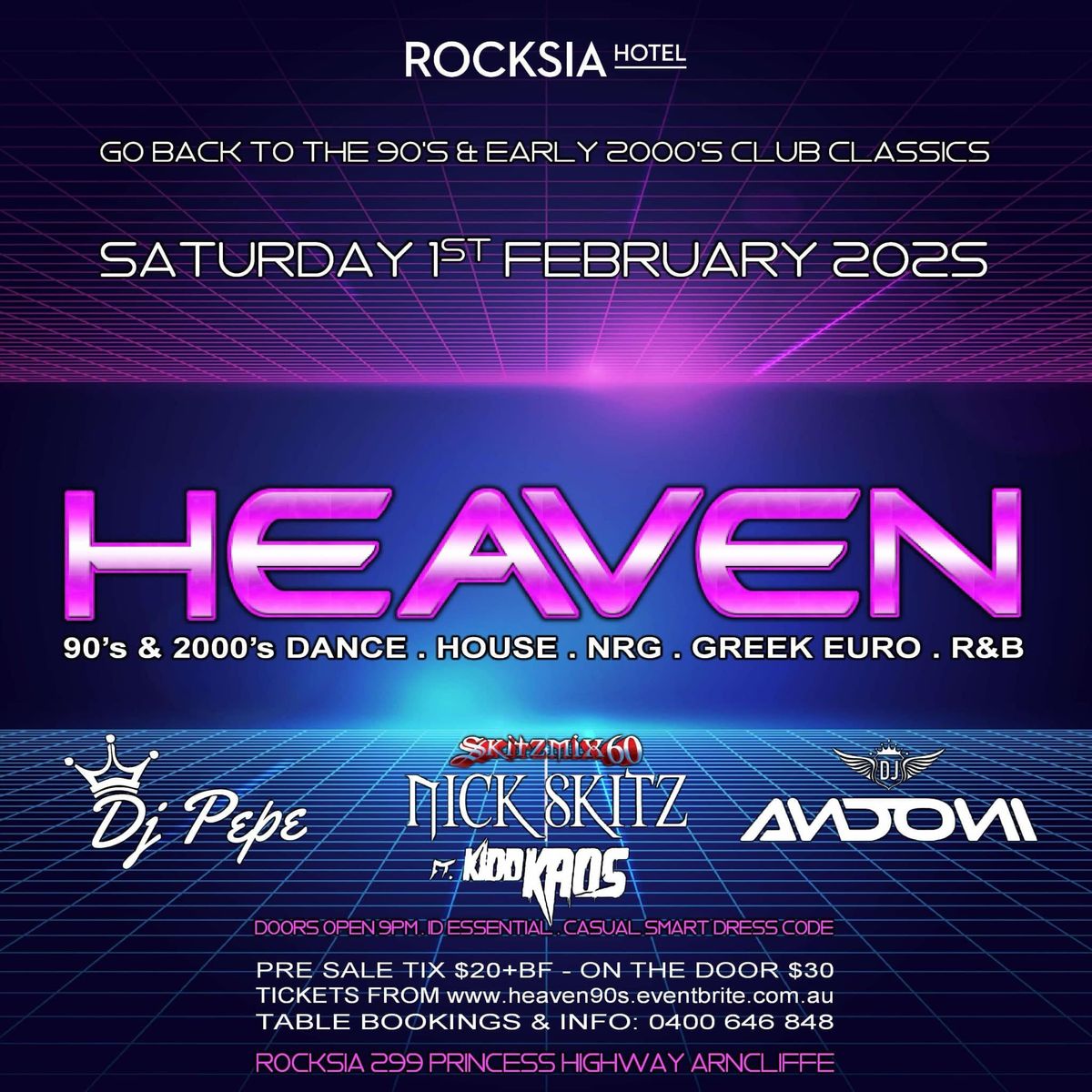 HEAVEN 90's & Early 2000's Club Classics 1-2-25 at ROCKSIA HOTEL