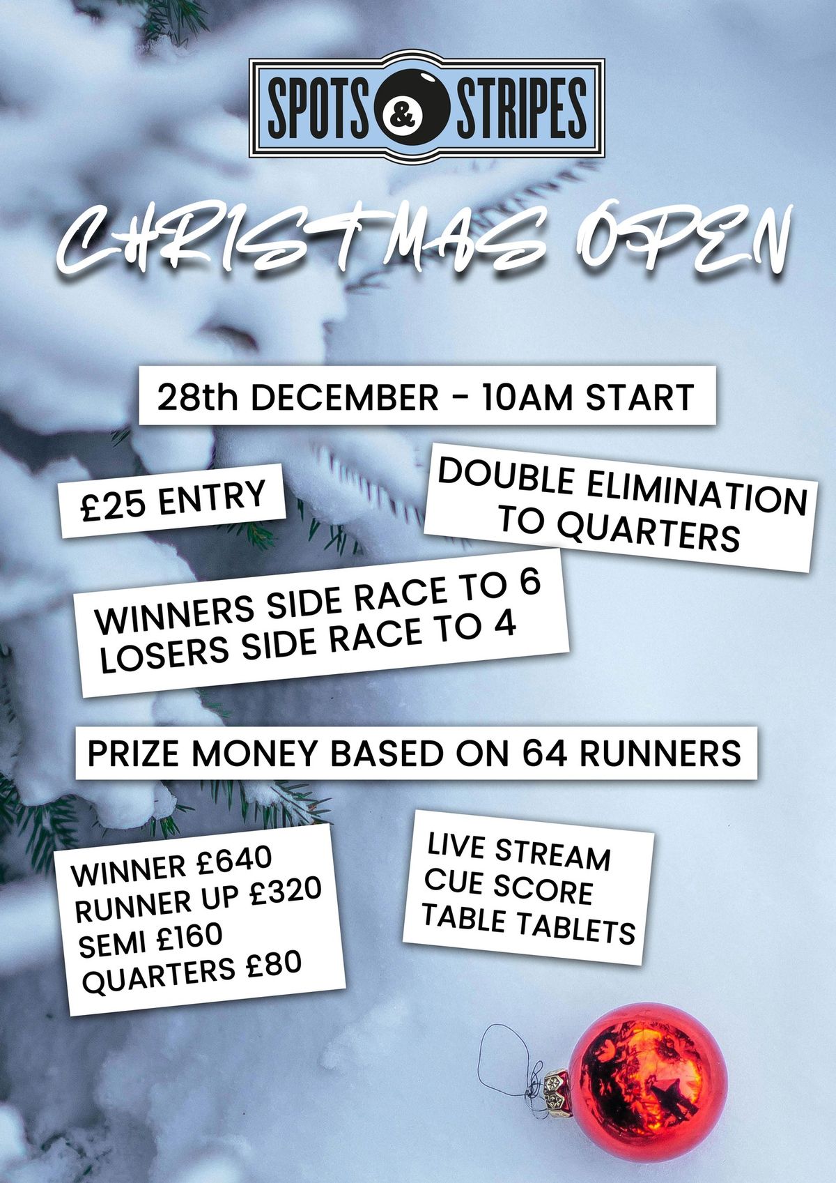 Spots & Stripes Christmas Open - 8-Ball Pool Competition