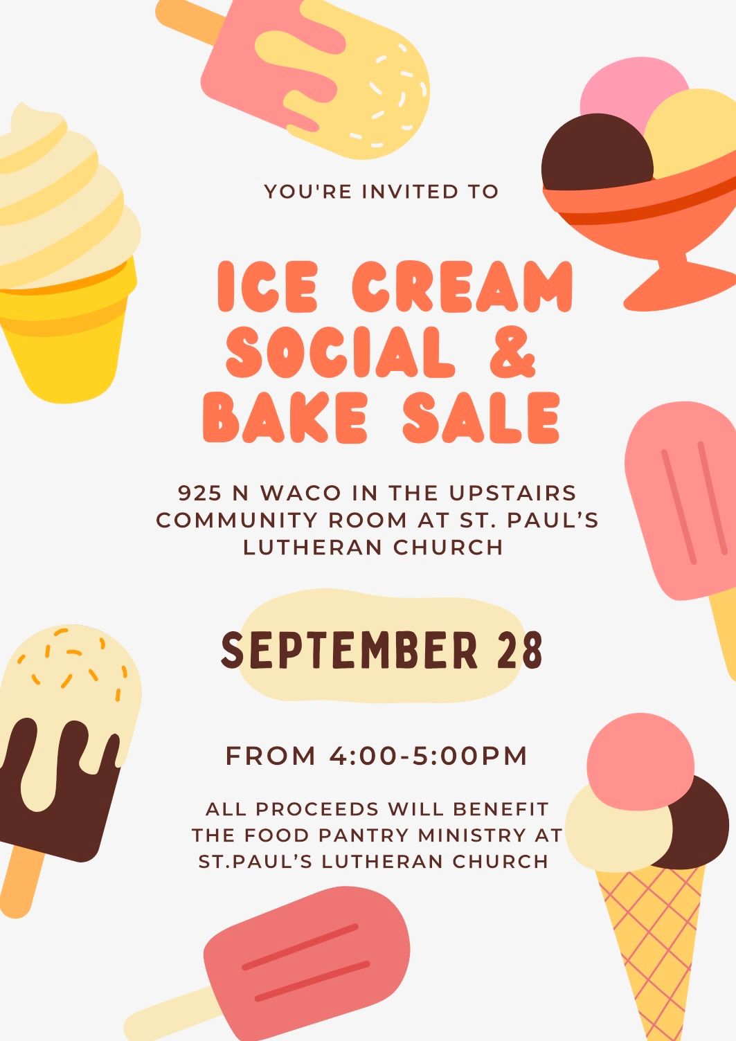 Ice Cream Social & Bake Sale 