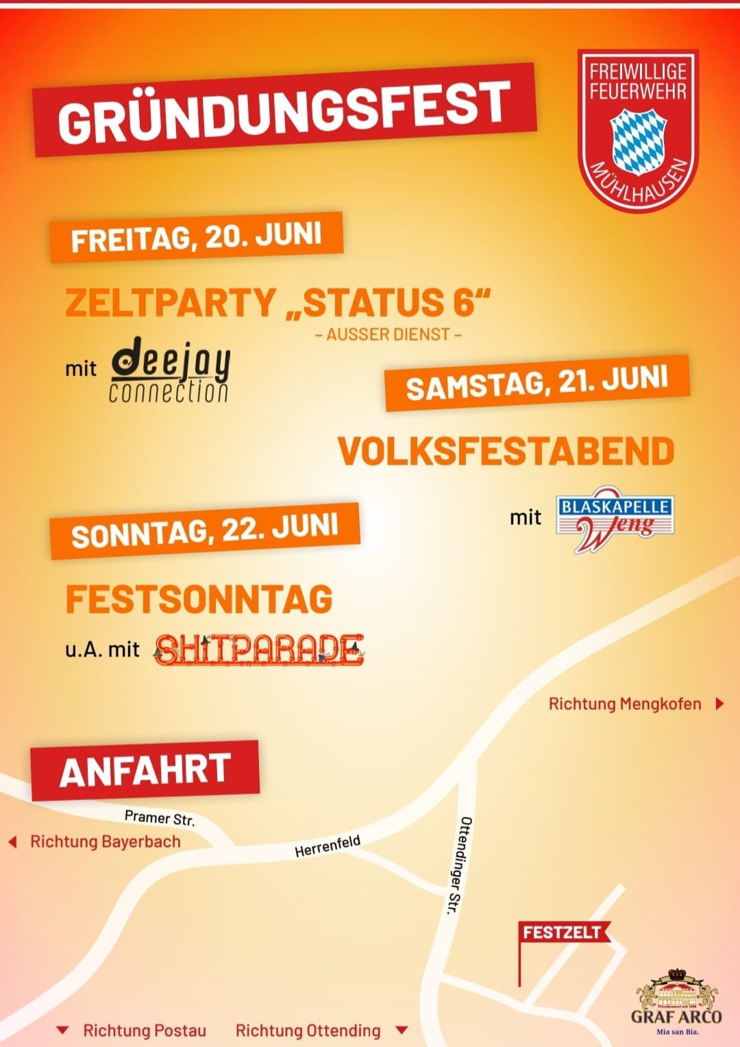 Festsonntag u. A. mit "Shitparade" | 150 Jahre FF M\u00fchlhausen 