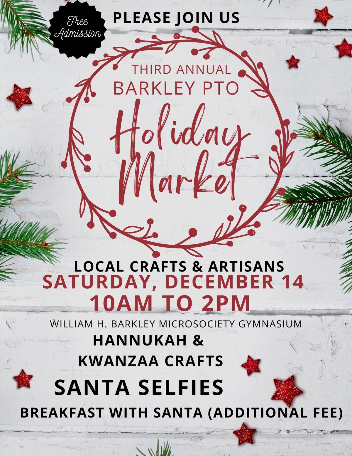 Barkley PTO\u2019s 3rd Annual Holiday Market & Breakfast with Santa