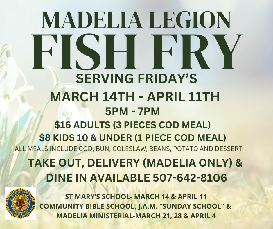 FISH FRY FRIDAYS AT THE LEGION