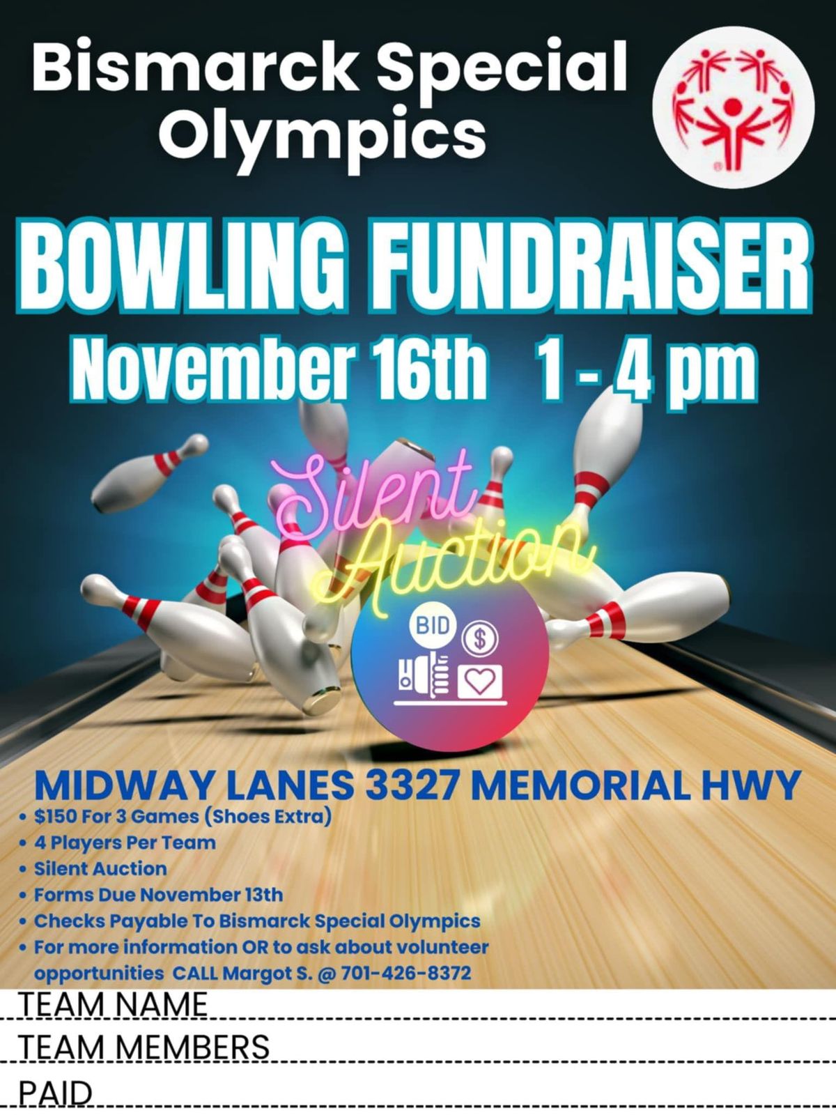 Bowling Tournament Fundraiser for Bismarck Special Olympics with Silent Auction!