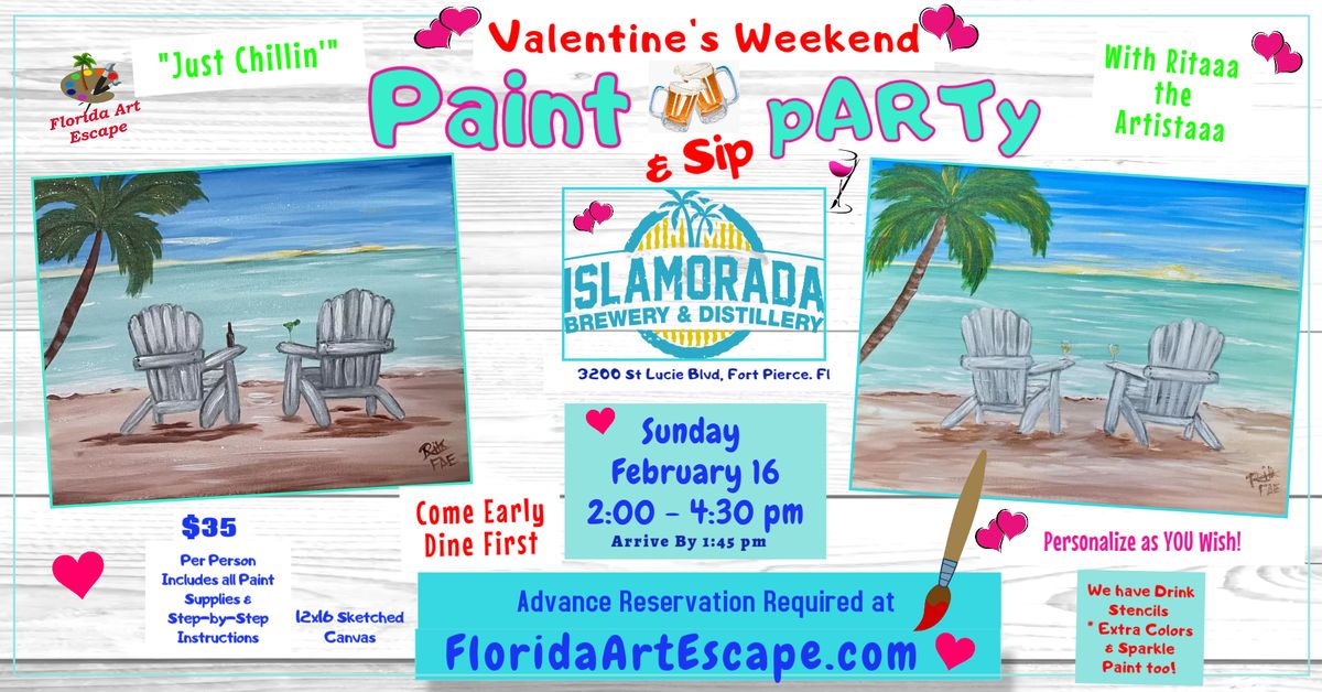 \ud83d\udc9dValentine's Weekend \ud83c\udfa8\ud83c\udf77\ud83c\udf7a Paint & Sip pARTy @Islamorada Brewery Sun, Feb 16 @2pm