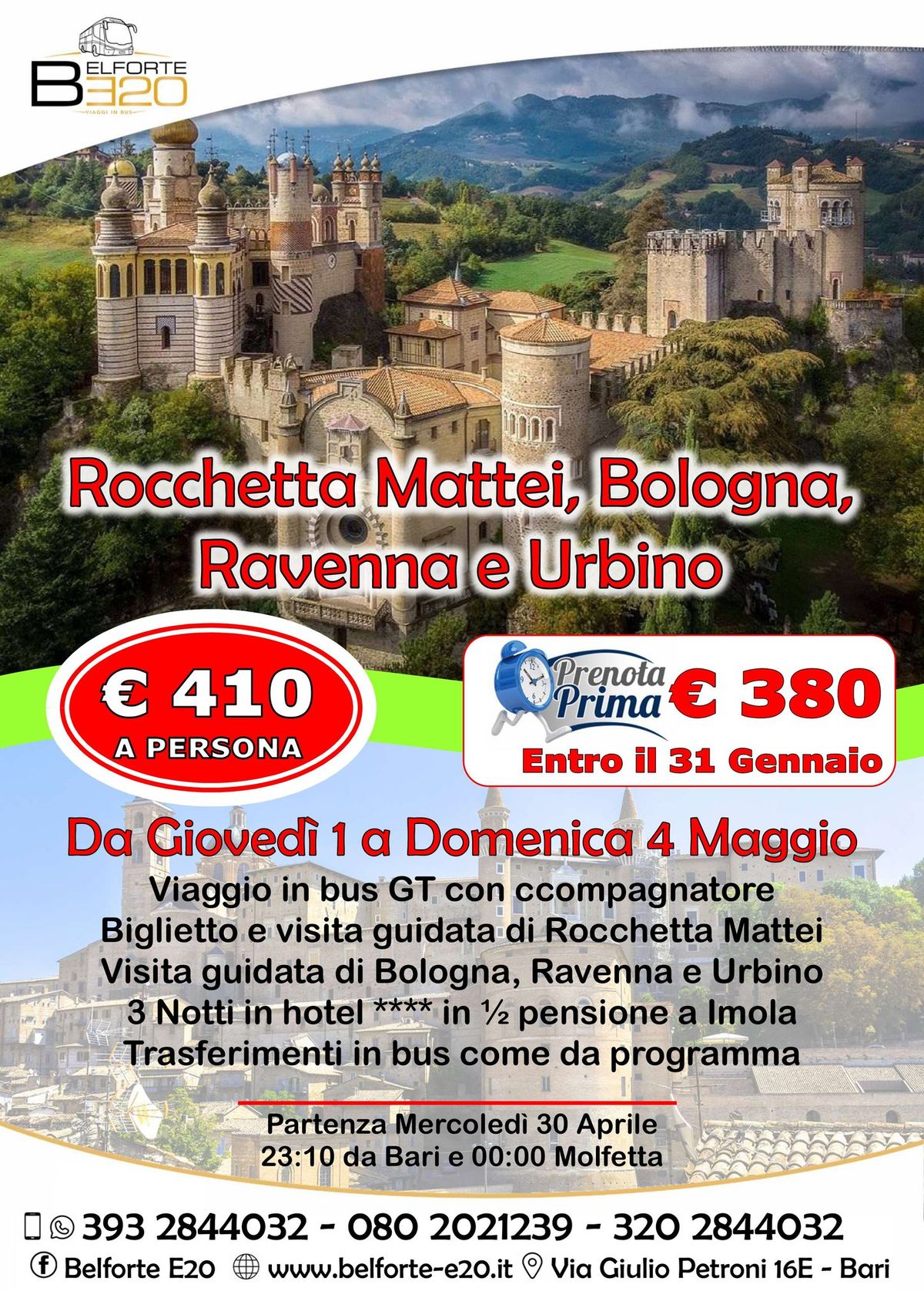 Rocchetta Mattei, Bologna, Ravenna e Urbino dall'1 al 4 Maggio 2025