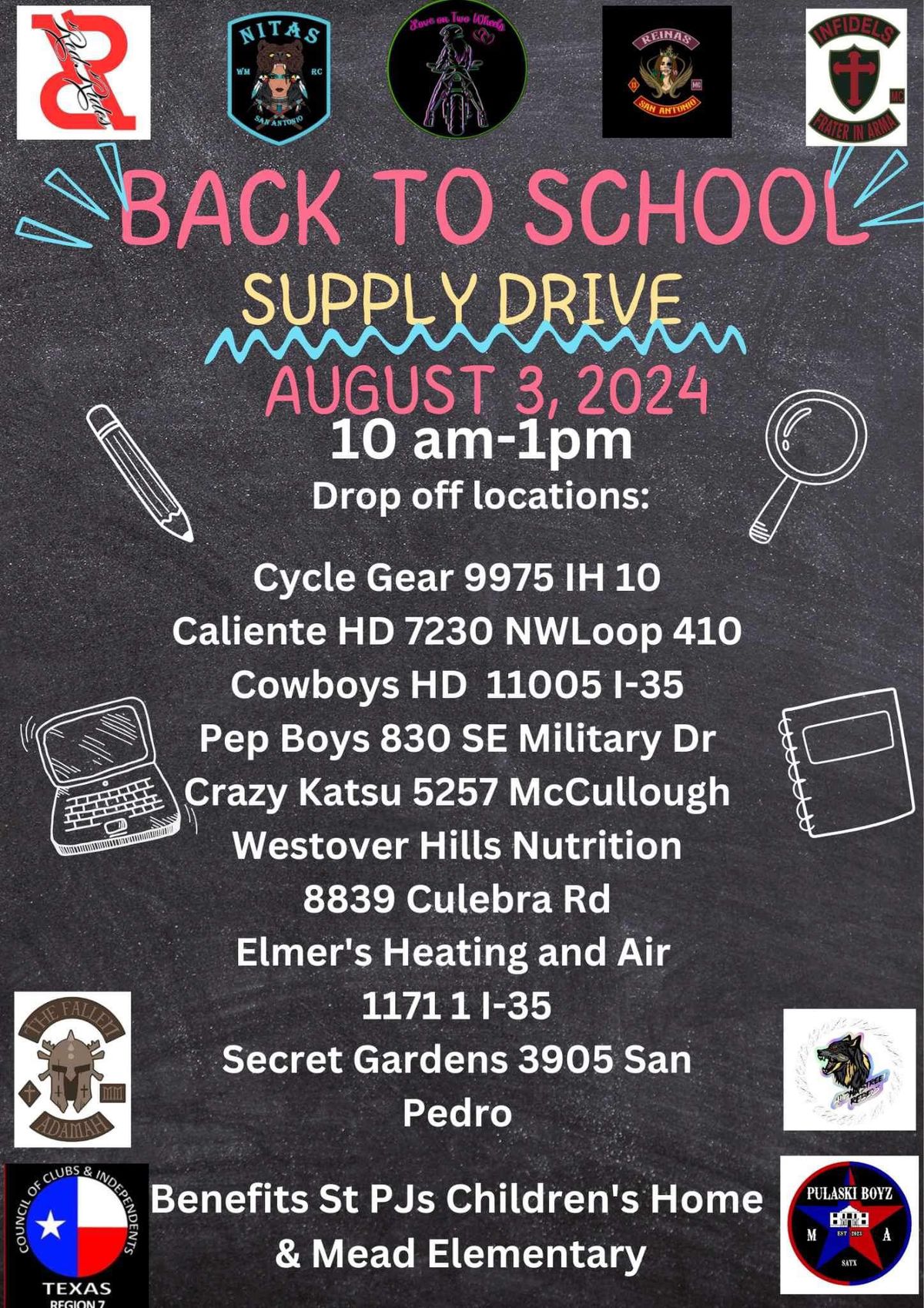 Pulaski Boyz SATX - Citywide School Supply Drive (Caliente HD Location)