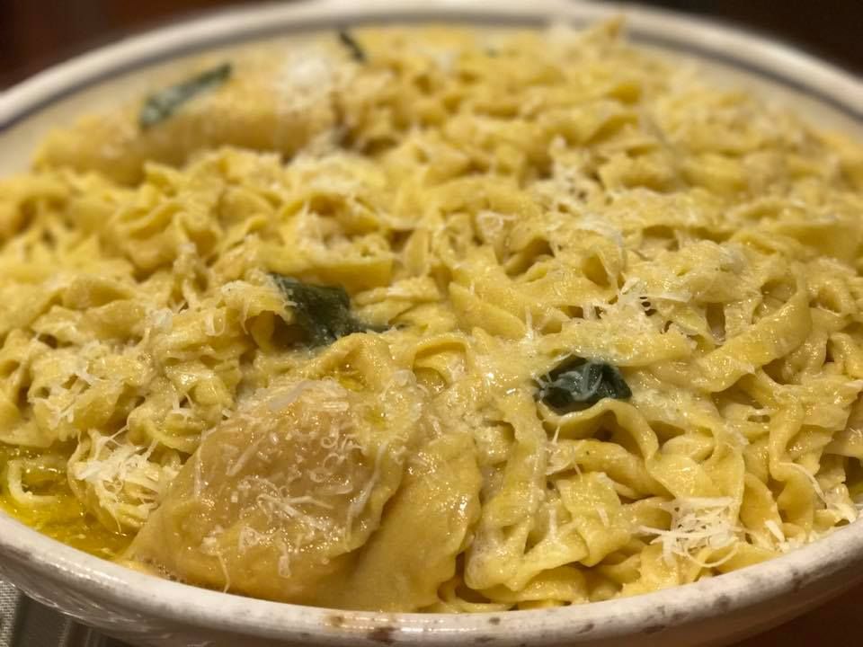 Fresh Fettuccine ALFREDO and Lemon Sorbetto.