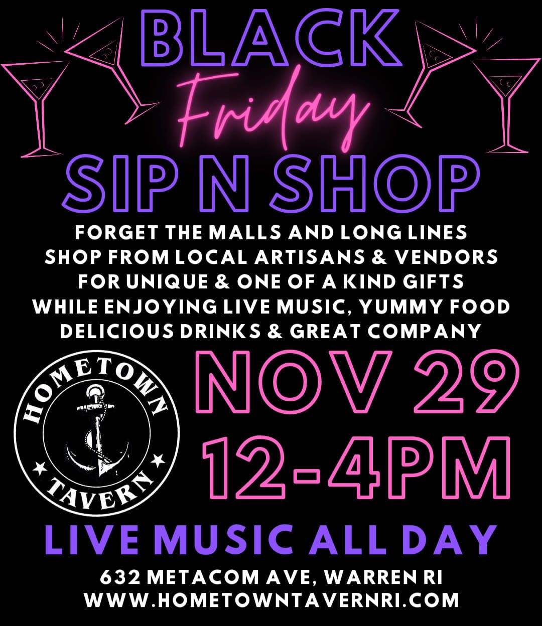 \ud83d\udecdBlack Friday Sip & Shop -w\/ Live Music Nov 29th 2024 12-4pm