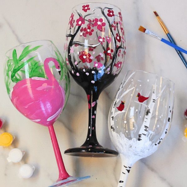 DIY Painted Wine Glasses at DeRienzo's