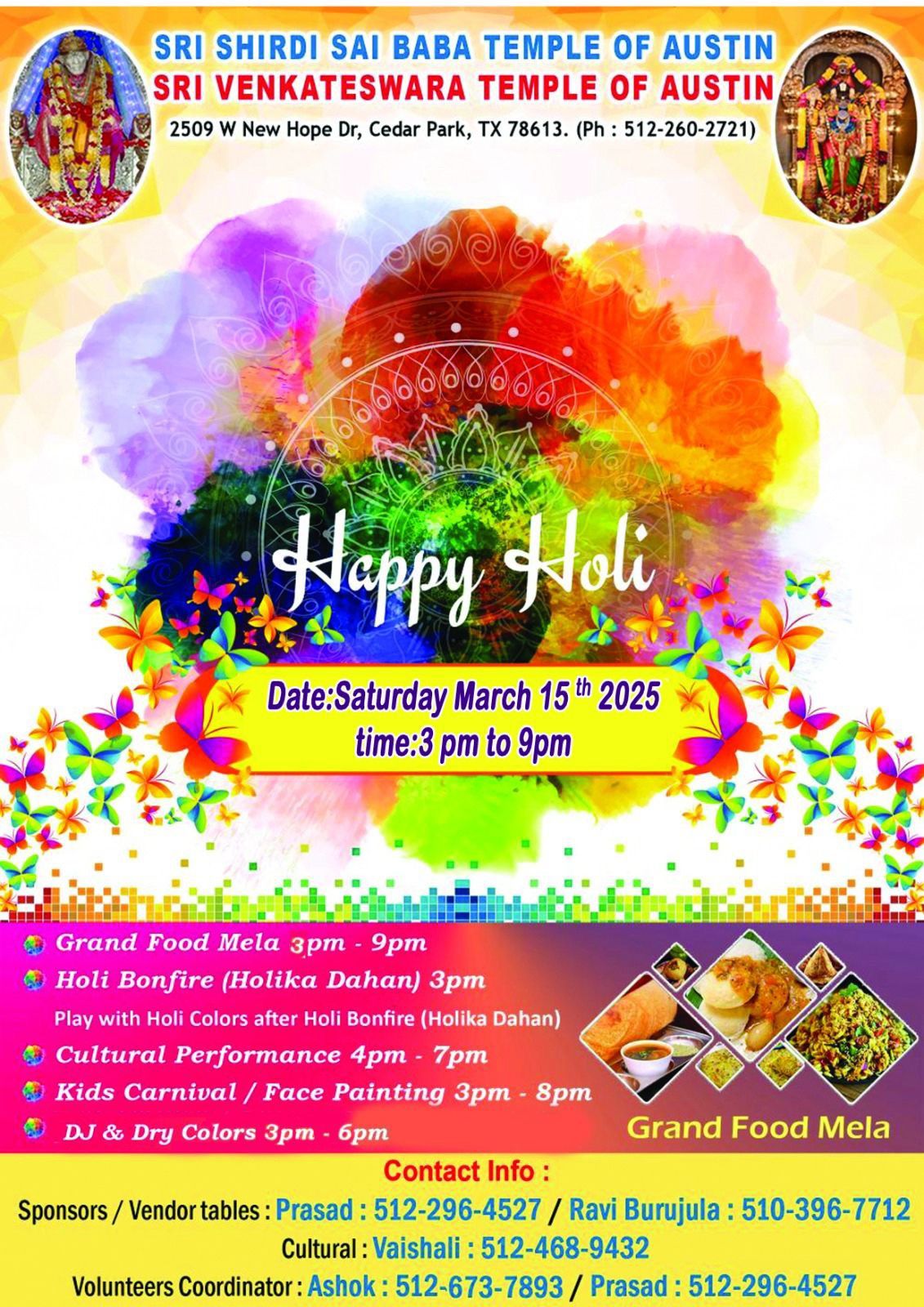 Holi Celebrations \u2013 March 15, 2025