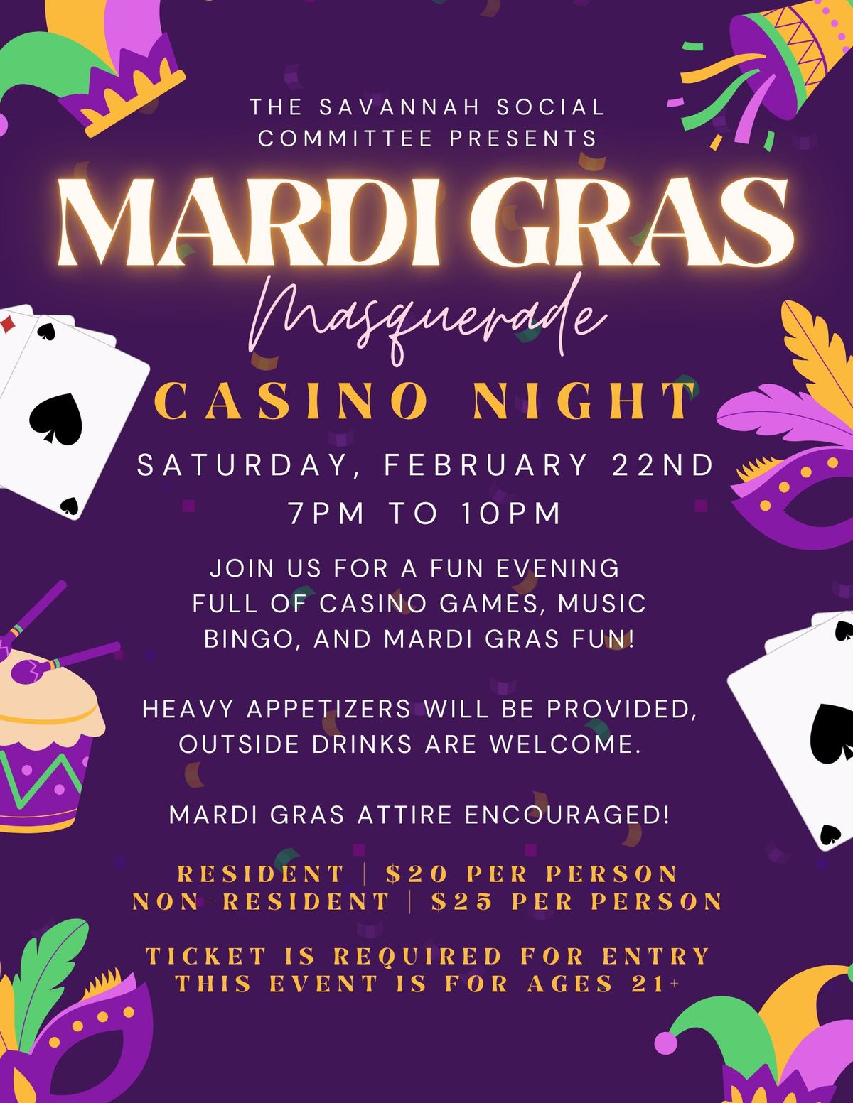 Mardi Gras Masquerade Casino Night