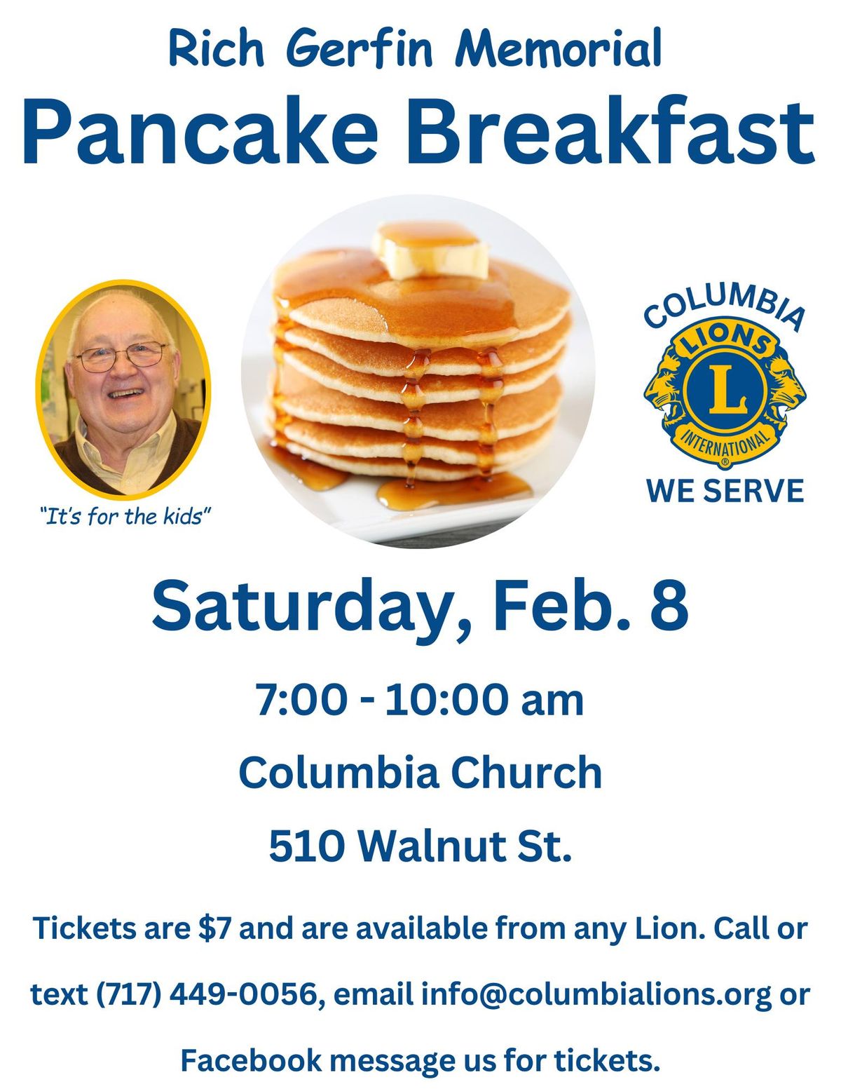 Rich Gerfin Memorial Pancake Breakfast - Columbia Lions Club