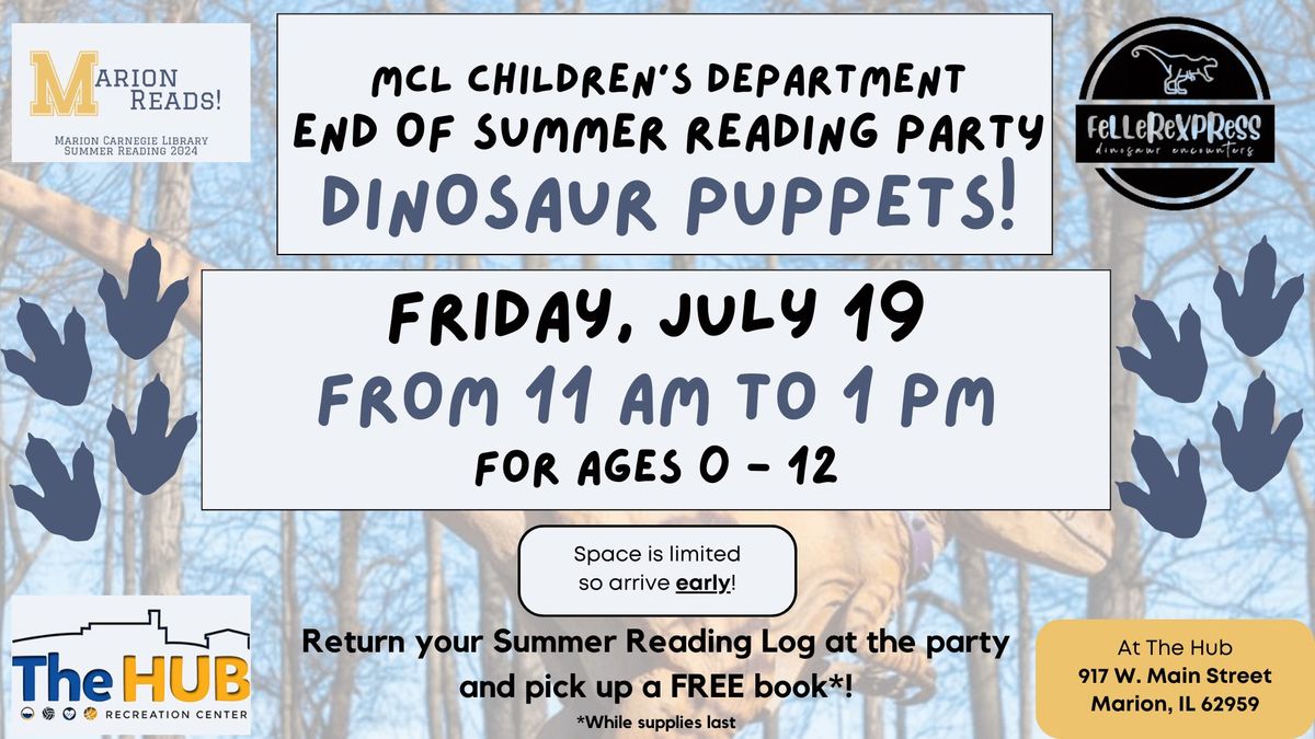 MCL Children's Department End of Summer Reading Party - Dinosaur Puppets!