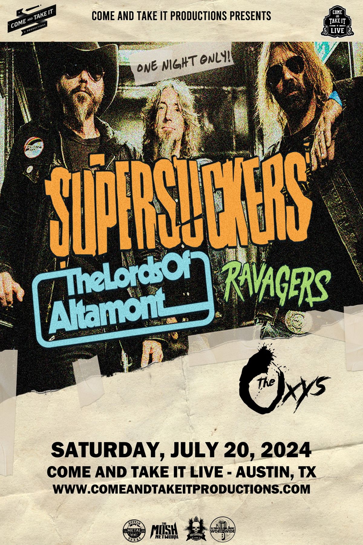 Supersuckers, The Lords of Altamont, Ravagers and The Oxys at Come and Take It Live!