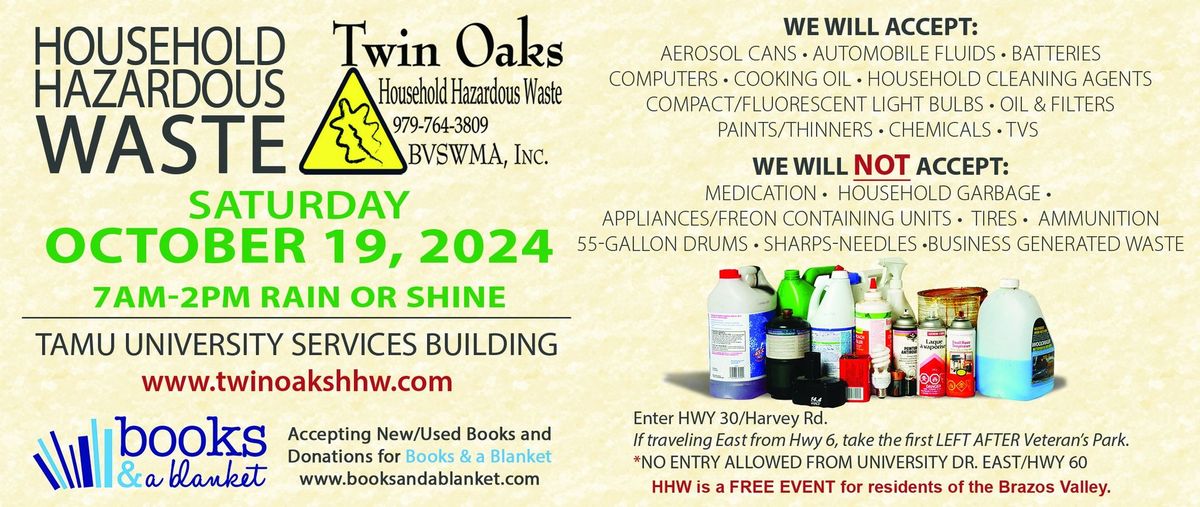 Household Hazardous Waste & Computer Collection Event + Book Drive