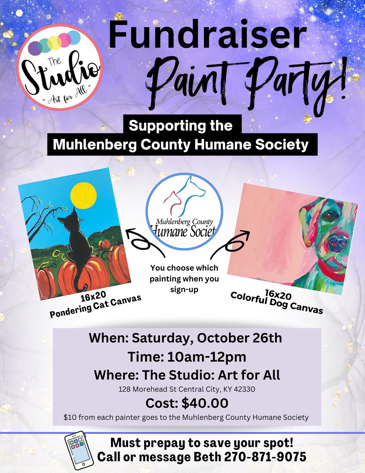 Fundraiser Paint Party for the Muhlenberg County Humane Society 