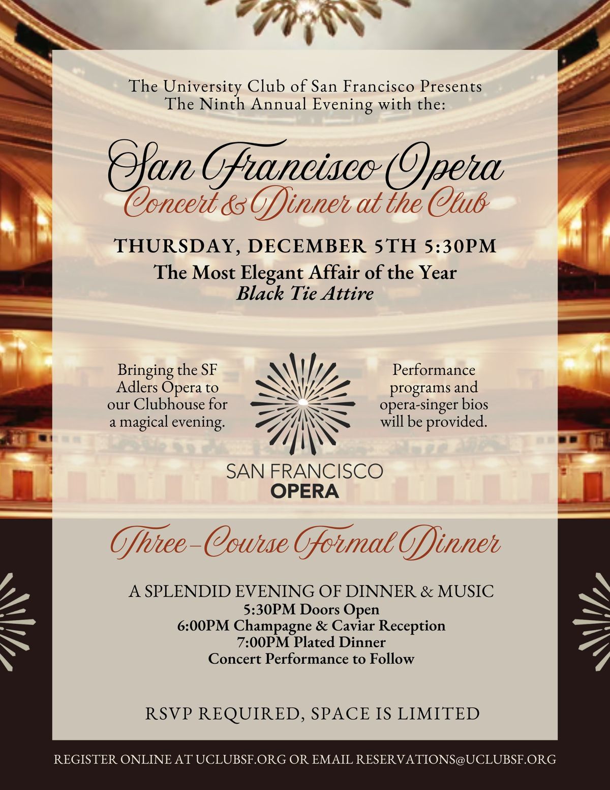 SF Adlers Opera Concert & Dinner (for members and invited guests only)