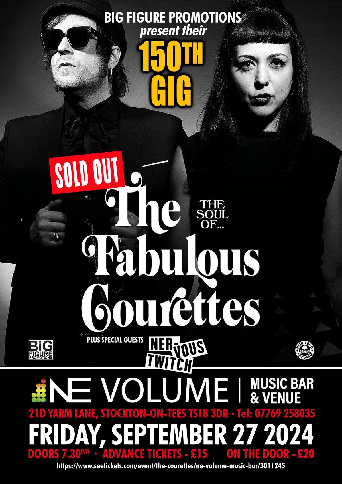 The Courettes plus Nervous Twitch (Advance Tickets \u00a315 OTD \u00a320) NE Volume Music Bar Stockton on Tees