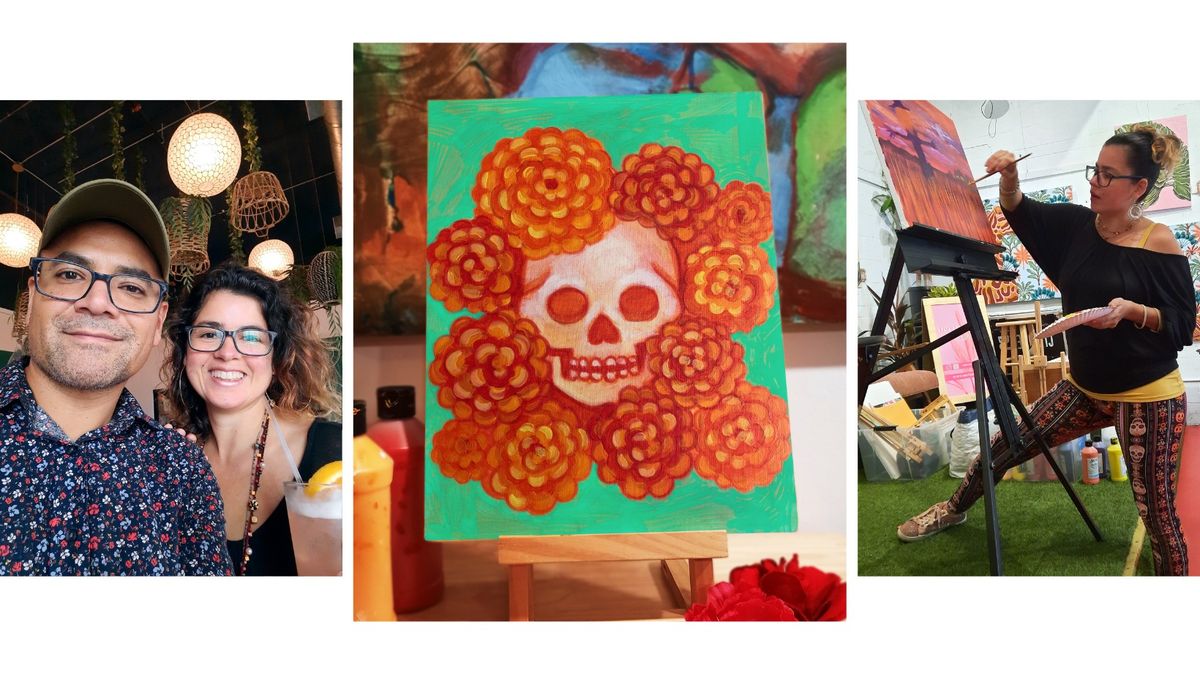 Skull & Marigolds Paint & Sip