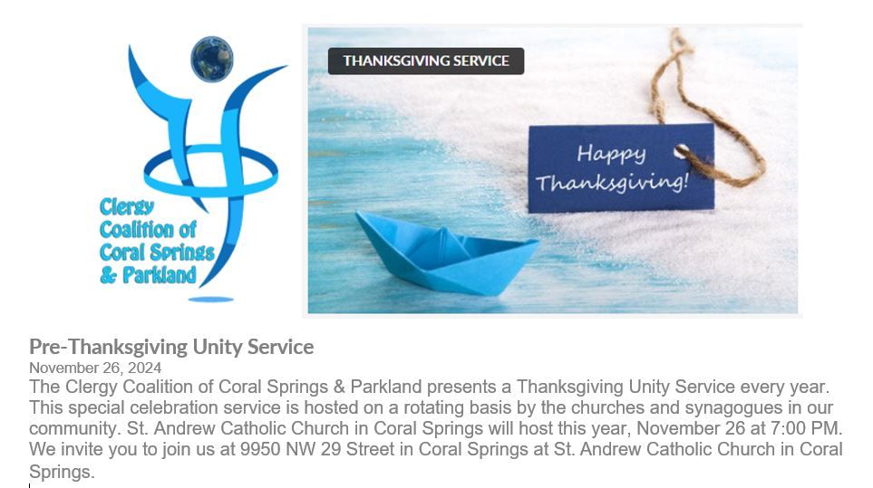 Pre-Thanksgiving Unity Service