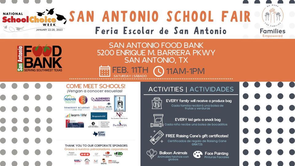 San Antonio School Fair! \u00a1Feria Escolar de San Antonio!