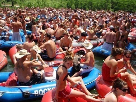 SWT\/TXST Alumni River Float "The float goes on forever and the party never ends"