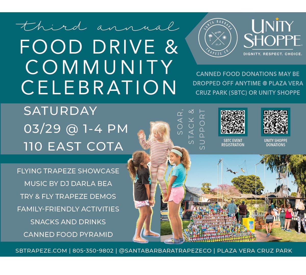 Unity Shoppe and Santa Barbara Trapeze Present: 3rd Annual Canned Food Drive and Community Event!