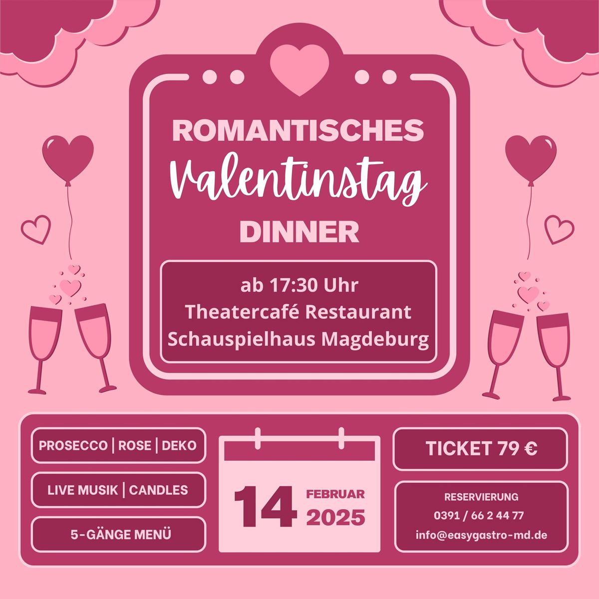 Romantisches Candle Light Dinner zum Valentinstag