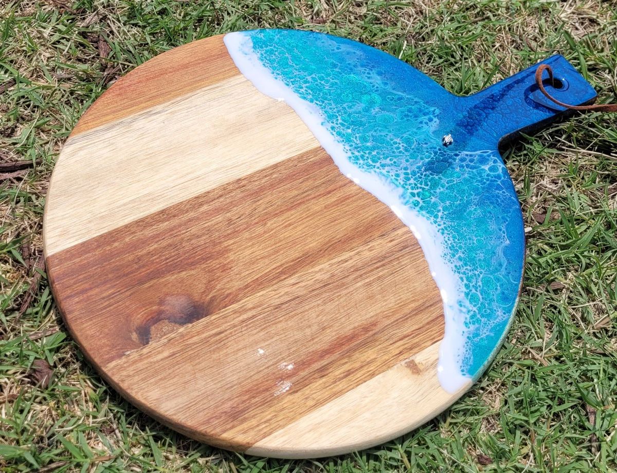 February15th 1-3pm, Charcuterie Board Resin Wave workshop, with local Artist George Todd. 