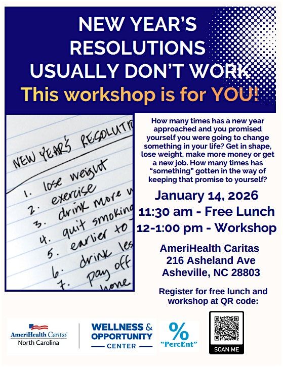 New Year\u2019s Resolutions Usually Don\u2019t Work-Workshop w\/ Motivational Speaker