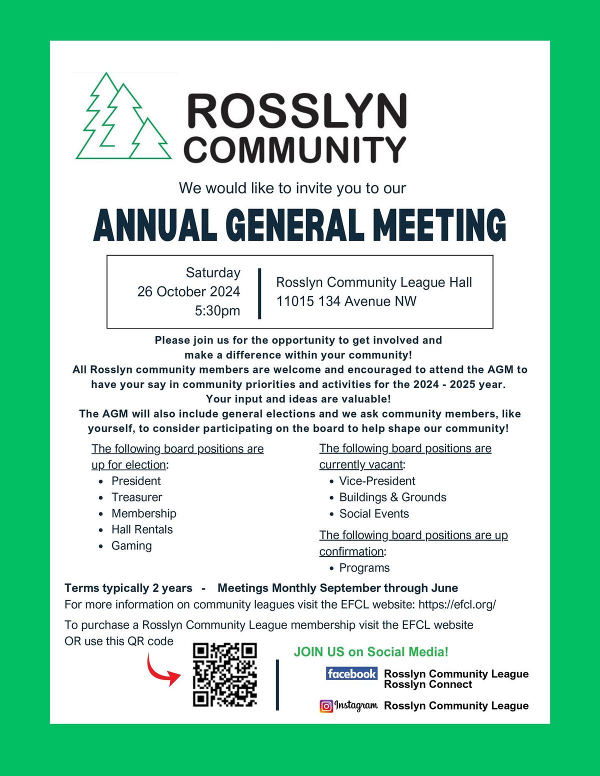 Rosslyn Community League Annual General Meeting 