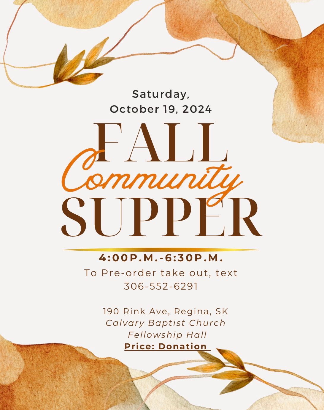 Calvary Baptist Community Life Fall Supper