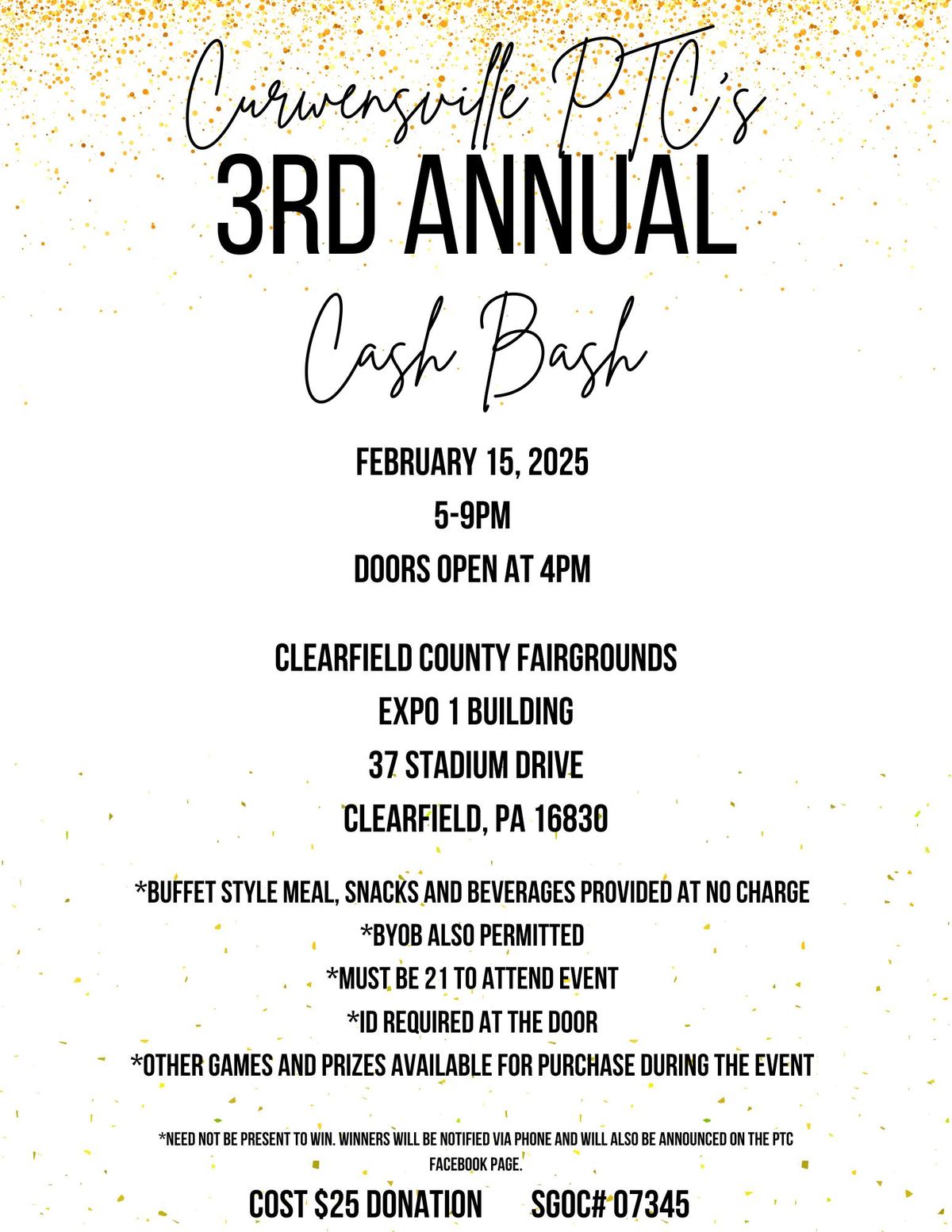 Curwensville Elementary PTC's 3rd Annual Cash Bash