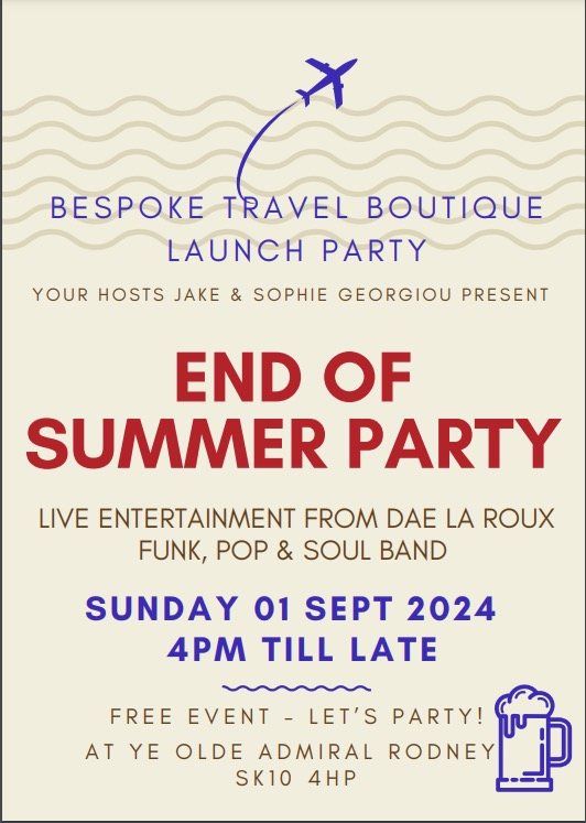 END OF SUMMER PARTY - hosted by Bespoke Travel Boutique