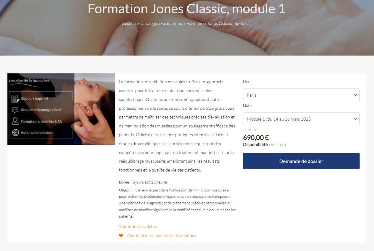 Formation Jones Classic, module 1