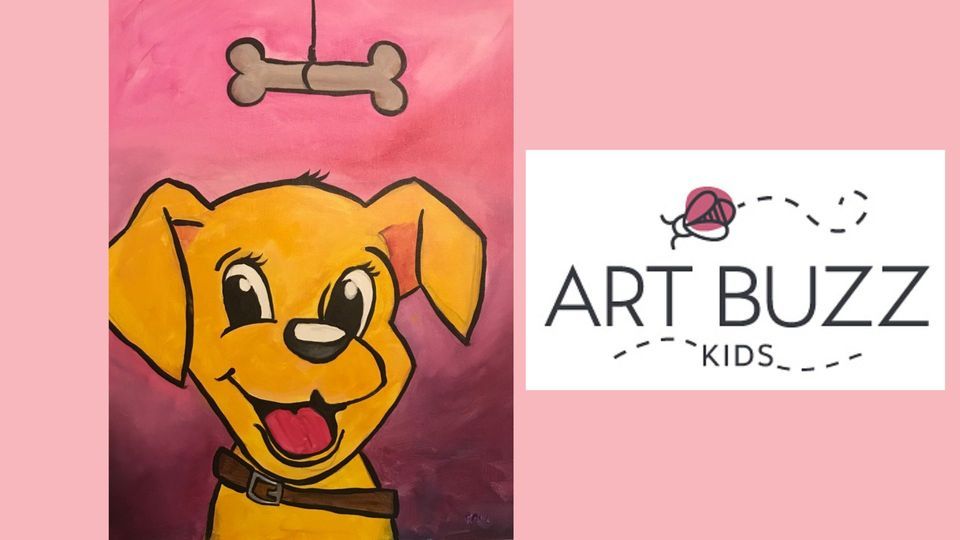 Art Buzz Kids Puppy Painting - Step By Step Acrylic Painting Class for Kids!