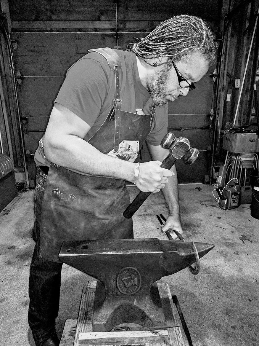 Tuckerton Seaport Creative Aging - blacksmithing with Stephen Nuttall