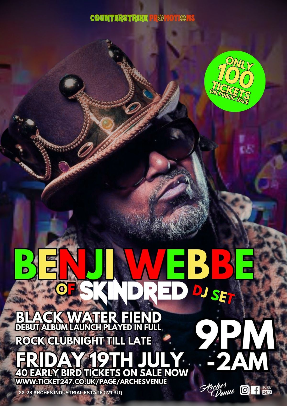 Benji Webbe DJ set + Black Water Fiend debut album, & Rock Club Night 