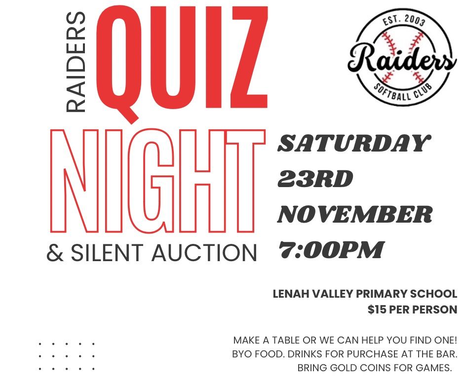 Raiders Quiz Night and Silent Auction