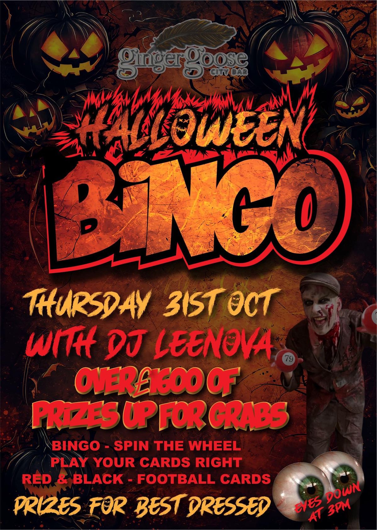 Ginger Goose presents: Halloween Bingo with DJ Leen\u2019ova \ud83c\udf83\ud83c\udf83