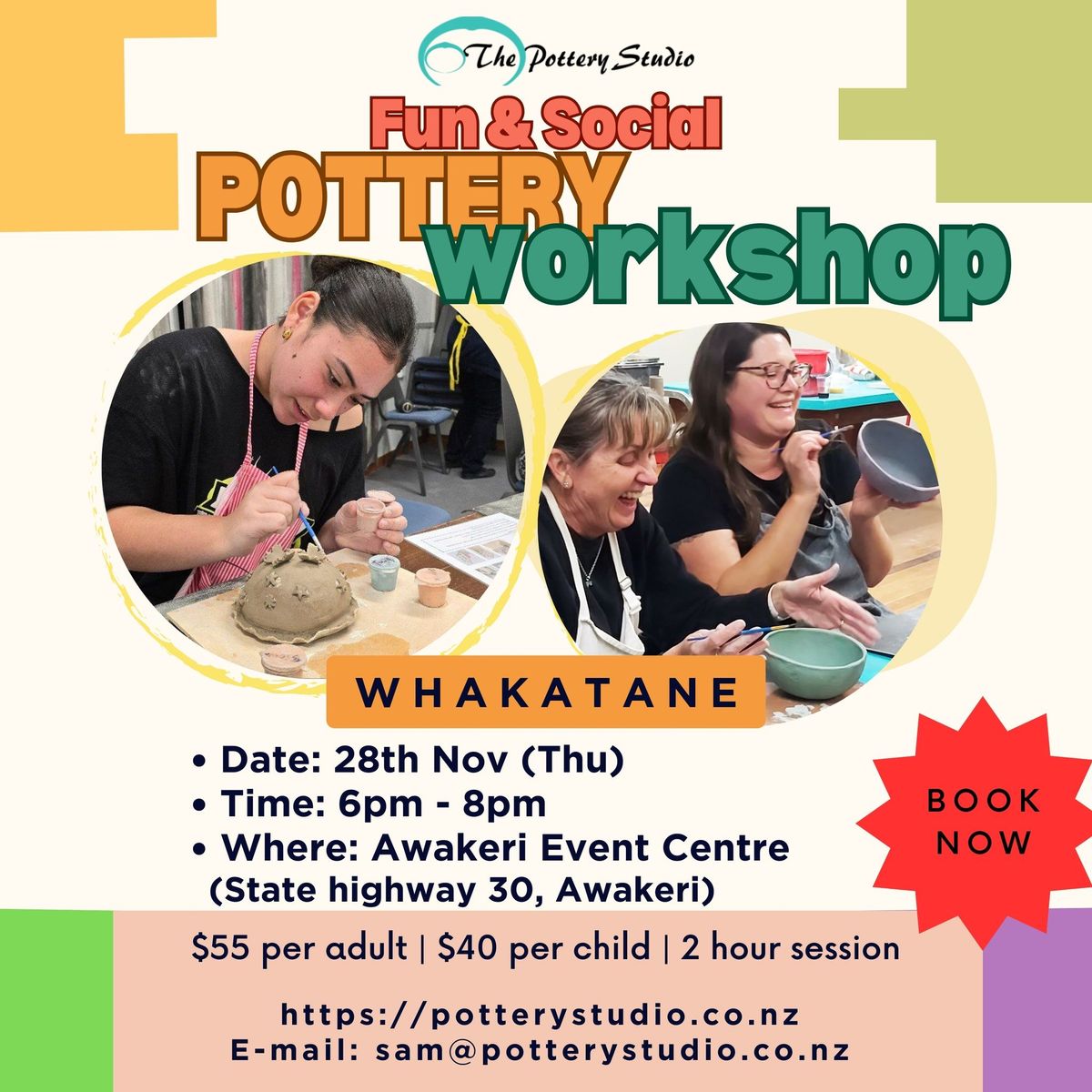 Fun & Social POTTERY workshop - WHAKATANE