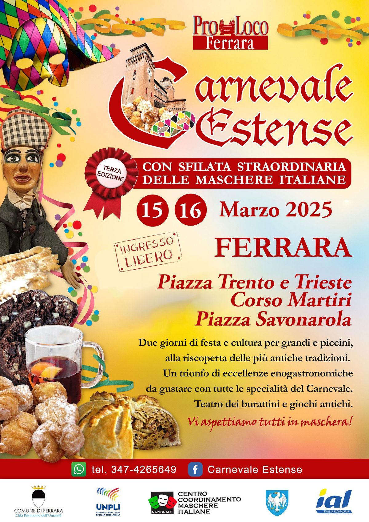 Carnevale Estense con Sfilata Straordinaria delle Maschere Italiane e grande Fiera Enogastronomica