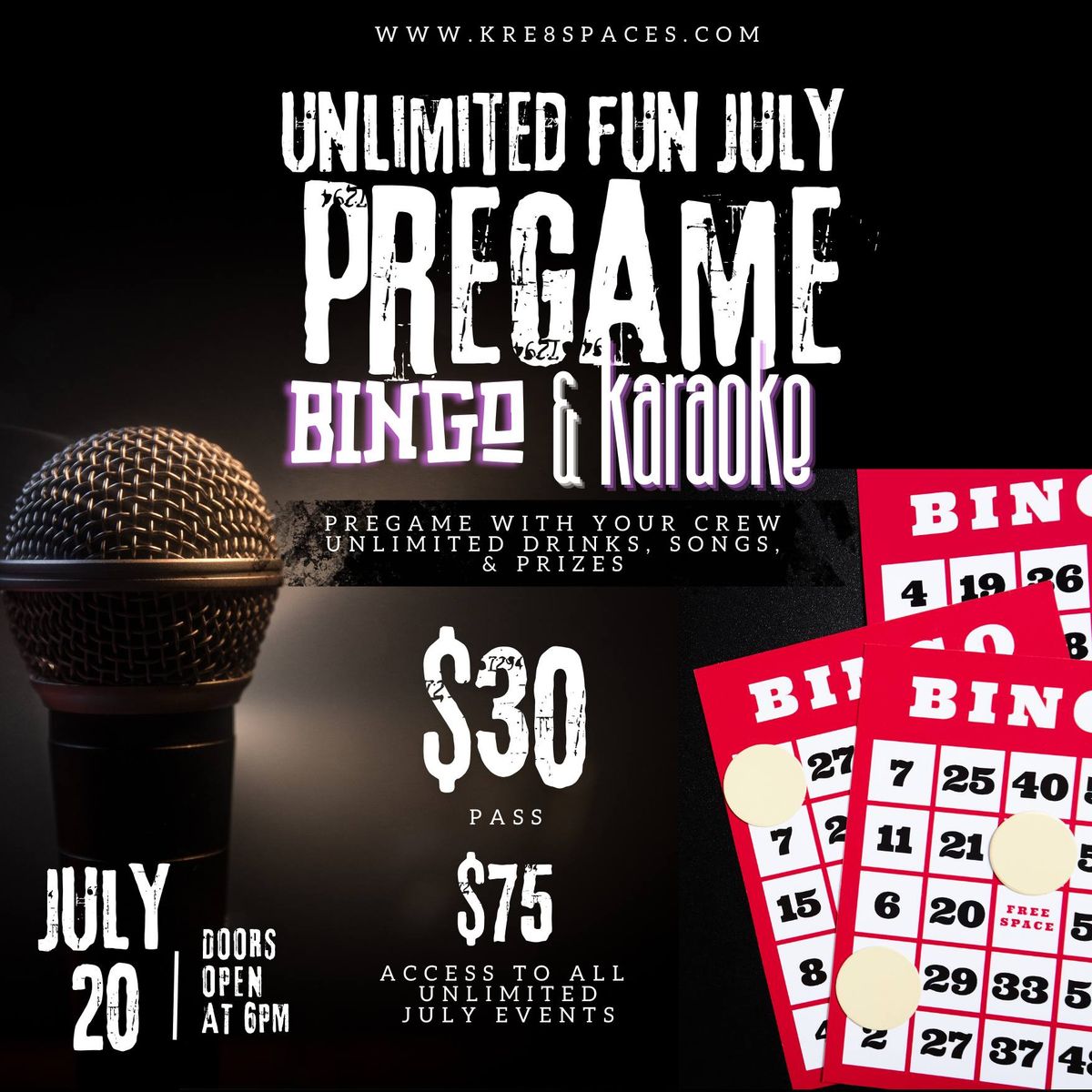 Pregame Bingo & Karaoke Night