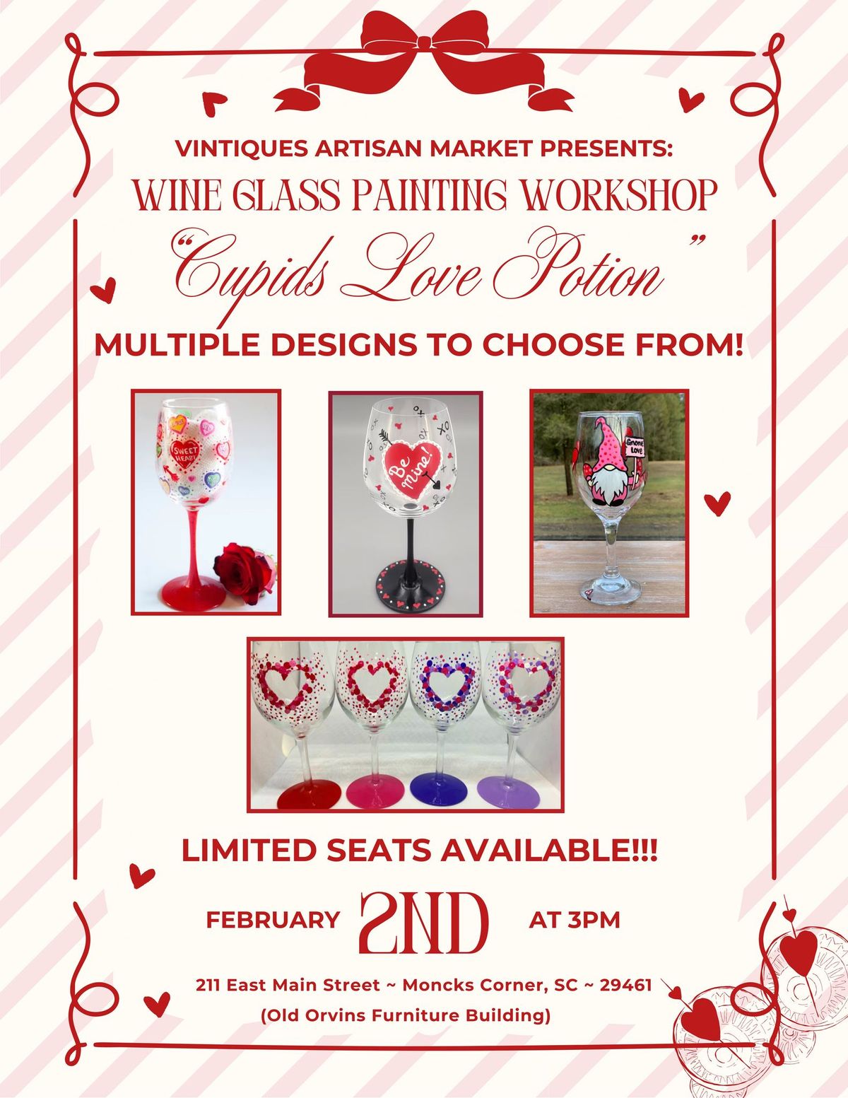 \u201cCupids Love Potion\u201d Wine Glass Paint Party