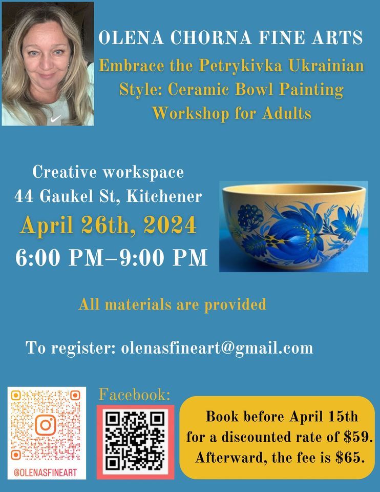 Embrace the Petrykivka Ukrainian Style: Ceramic Bowl Painting Workshop for Adults
