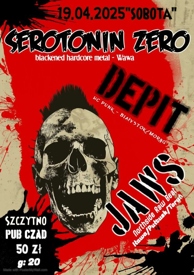 HARDCORE PUNK EASTER#3 SEROTONIN ZERO\/DEPIT\/JAWS \/pub"czad"Szczytno