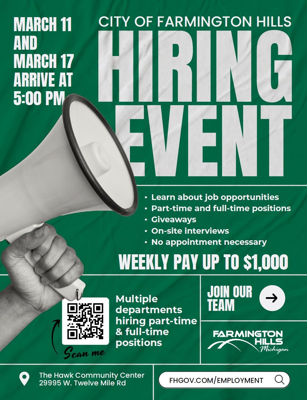 City of Farmington Hills Hiring Events